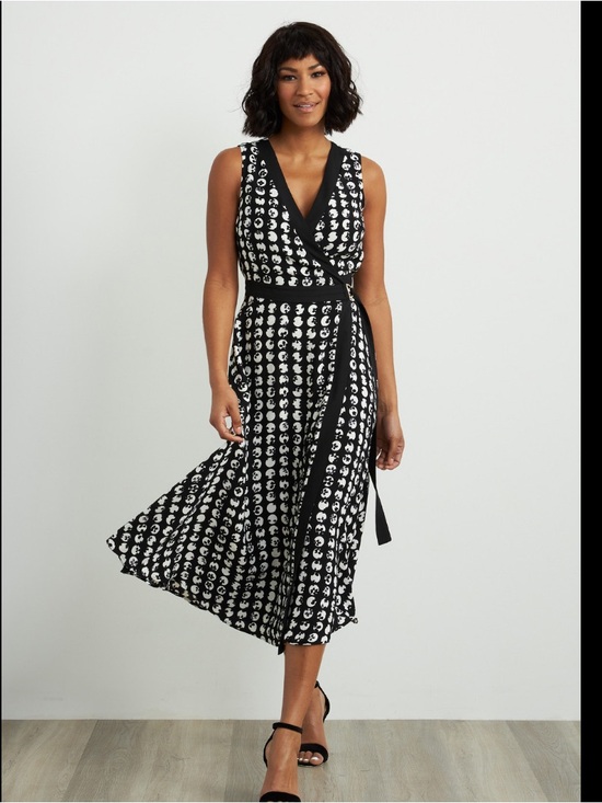 Joseph Ribkoff Dresses & Skirts - Joseph Ribkoff Wrap Dress Midi Black & White size 8 Medium